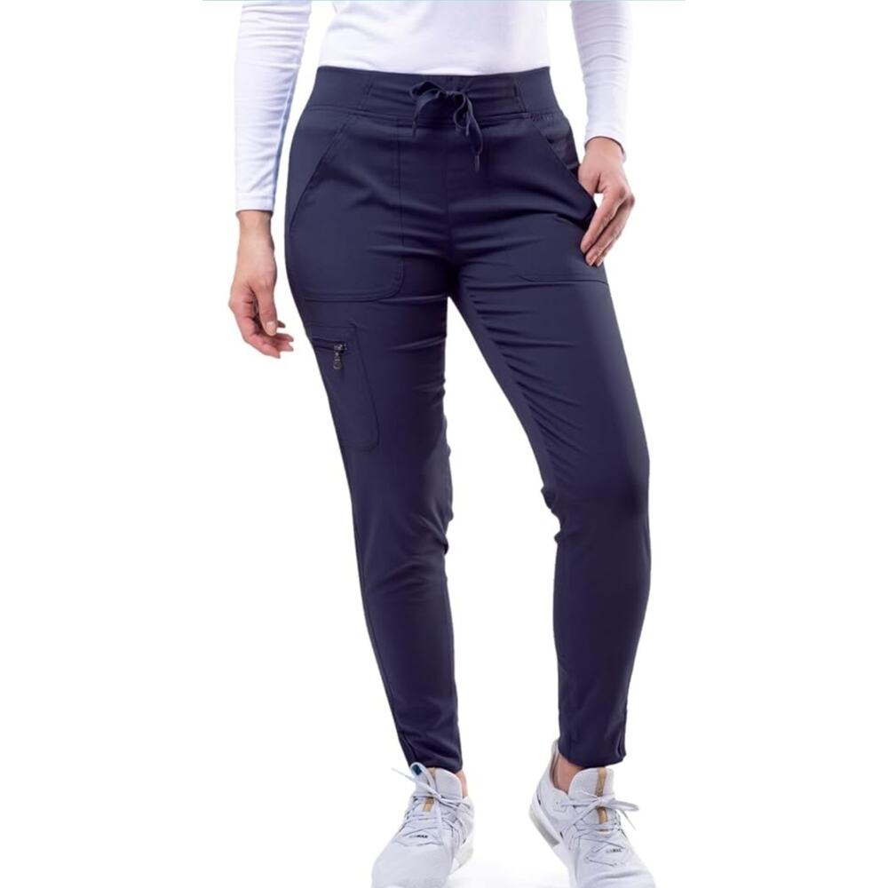 Adar Pro Scrubs For Women - Ultimate Yoga Jogger Scrub Pants, Navy, Size Large